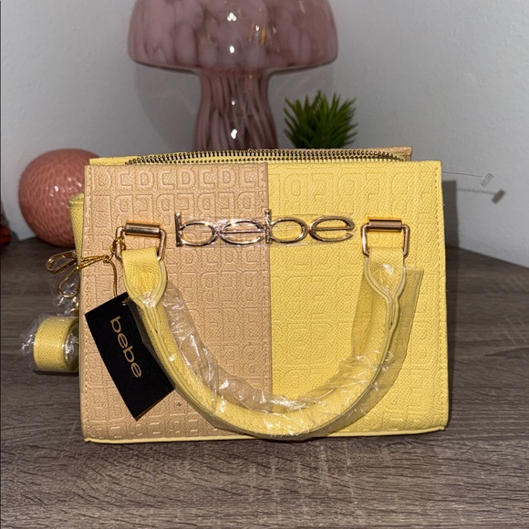 bebe Handbags - Bebe Two-Tone Blonde Mini Satchel